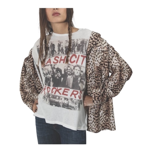 R13 Clash City Rockers Graphic Print Top Cotton Cashmere Blend Size Med - Picture 11 of 12